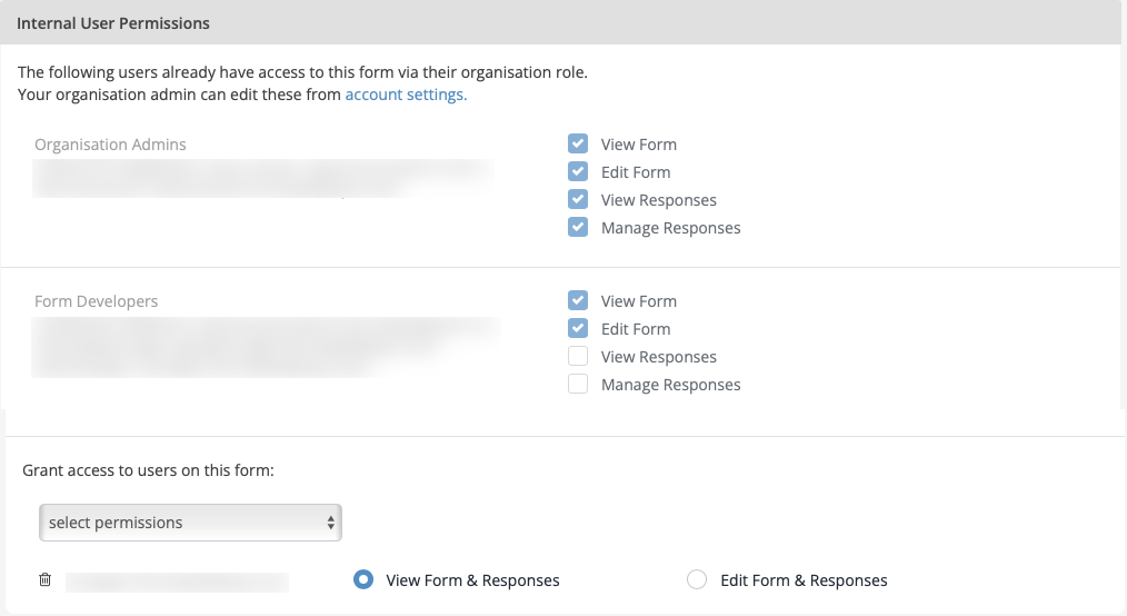 form settings internal user permissions