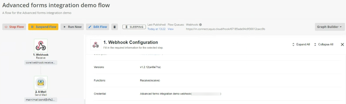 advanced form integration demo flow running