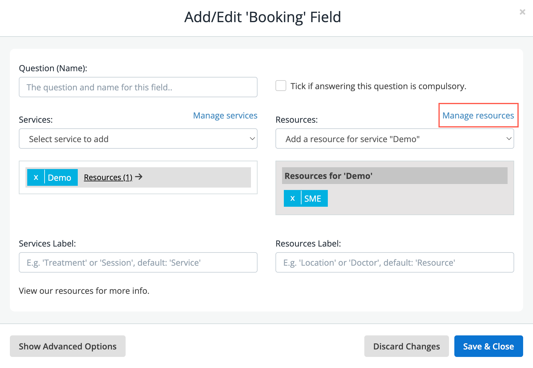 booking add service resource