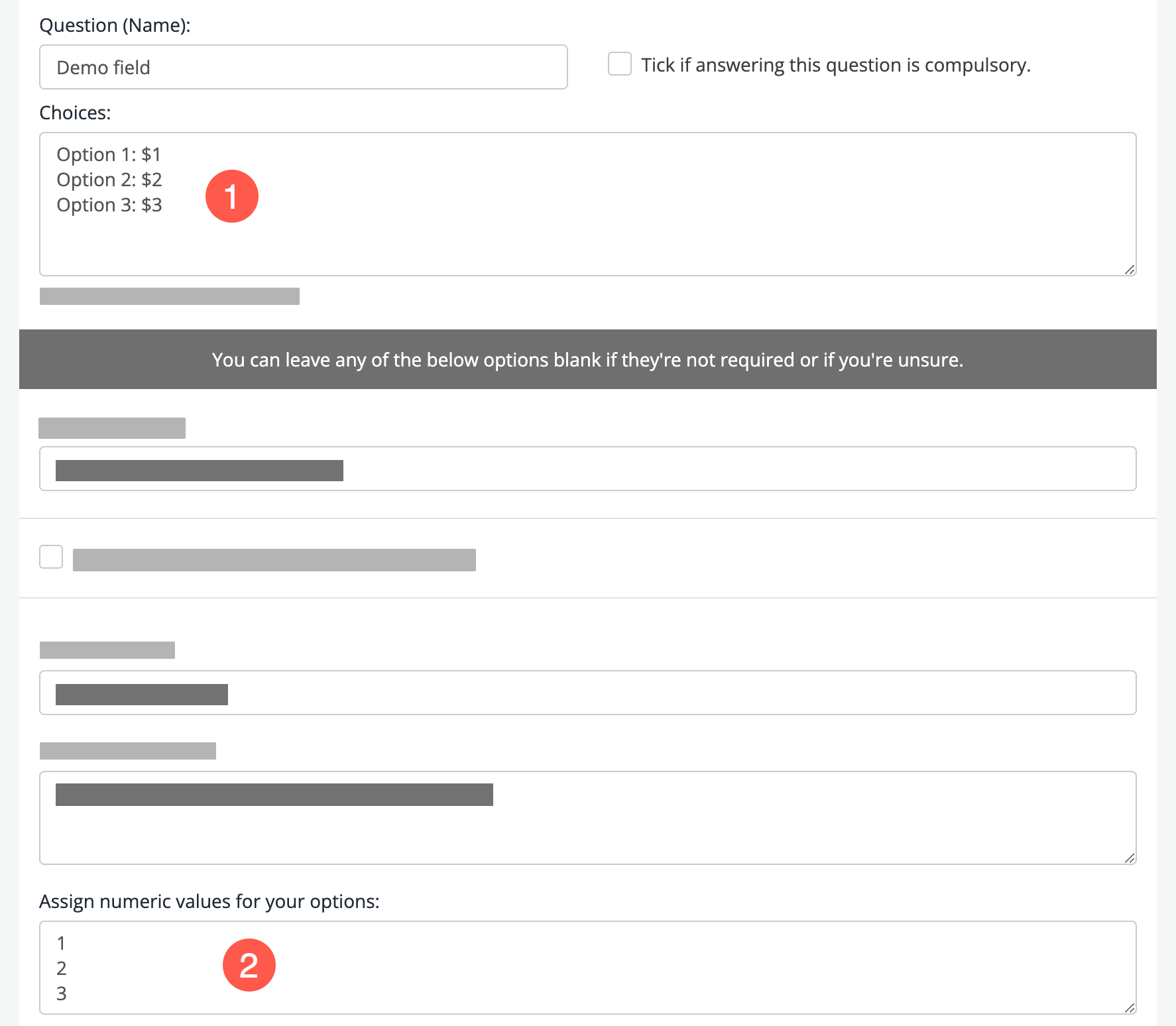 calculation field numerical values