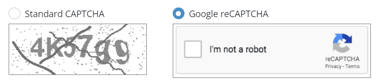 captcha verification supported versions