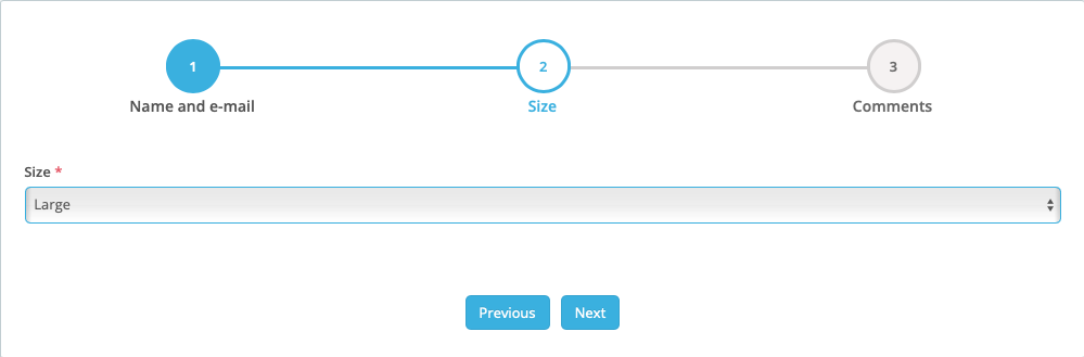 form with three step horizontal indicator step 2