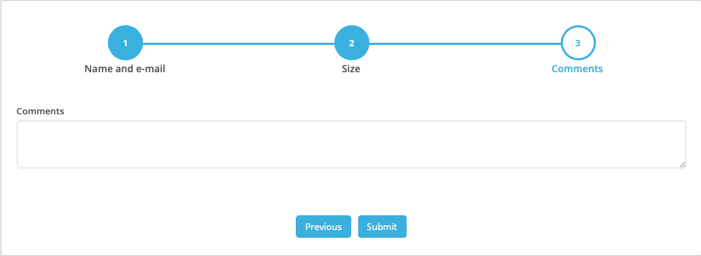 form with three step horizontal indicator step 3