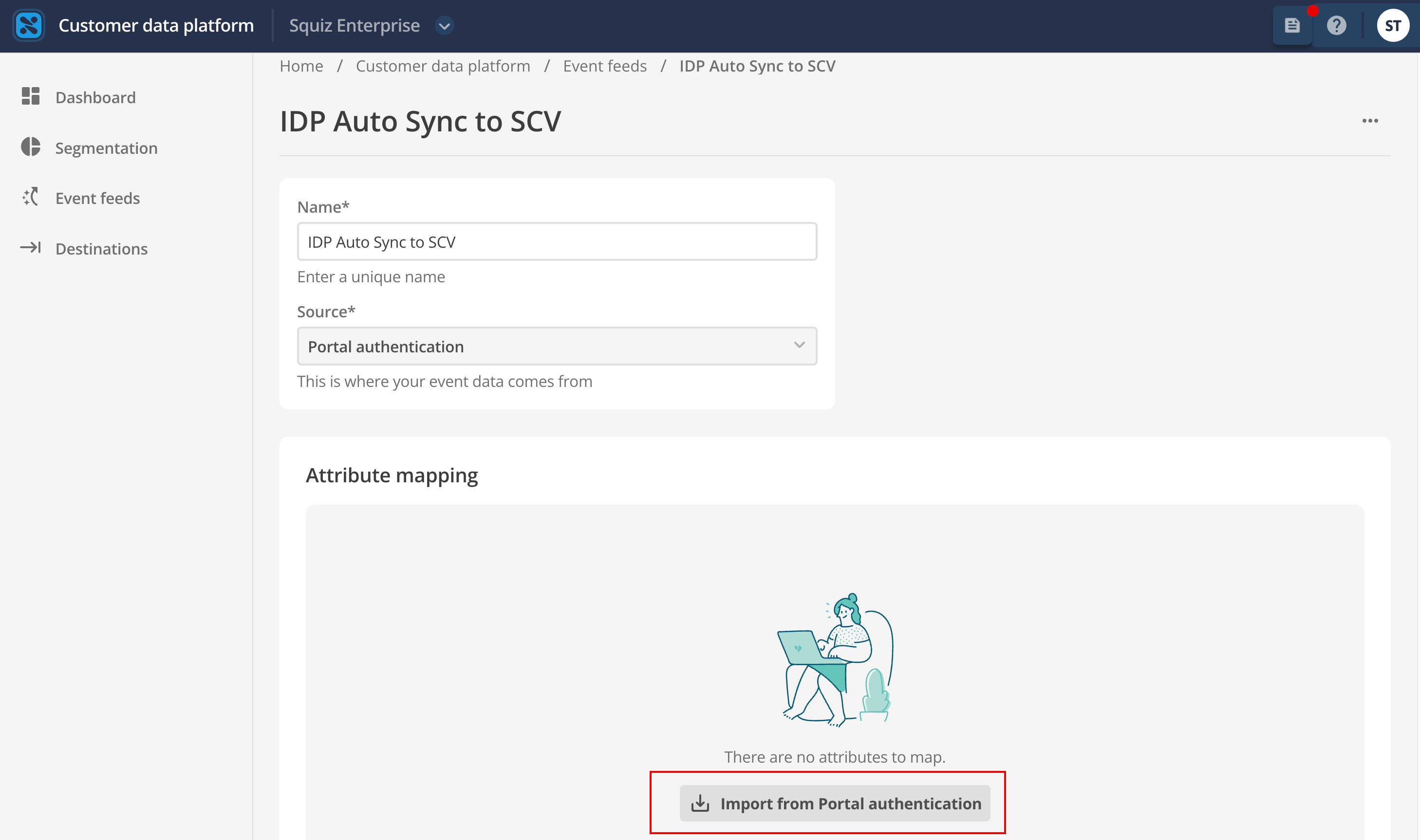 The Import from Portal Authentication button.