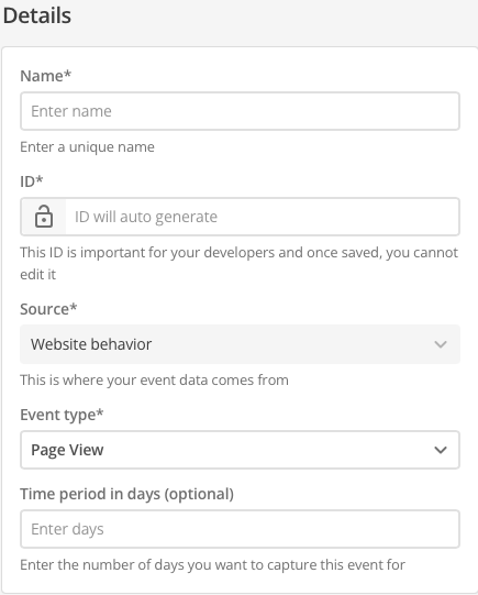 web behavior event details