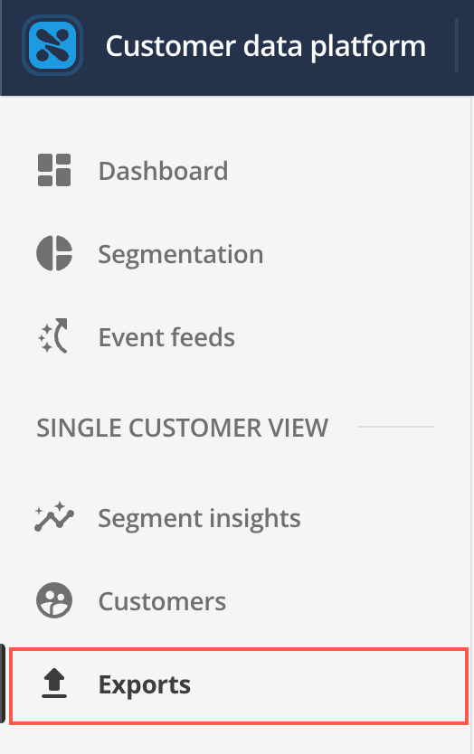 Exports screen link