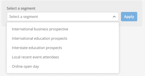 Event feed dropdown