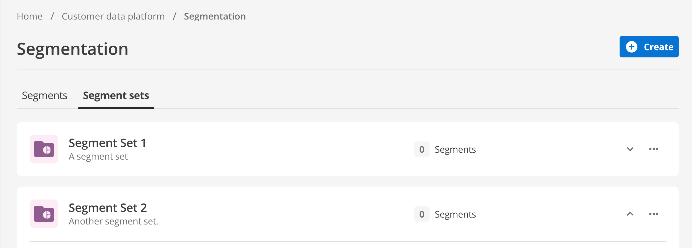 The Segment sets tab in Squiz CDP.