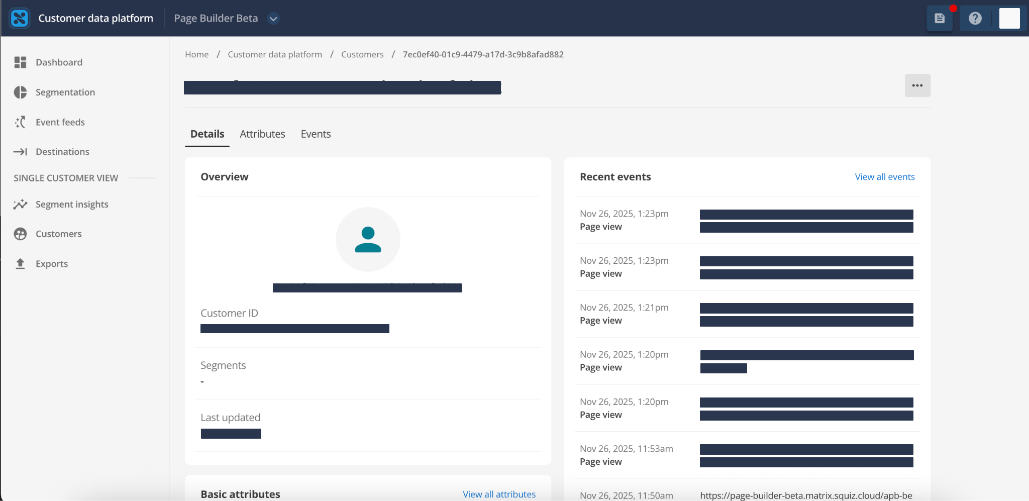 Anonymous profile event feed details