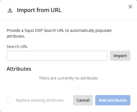 event feed squiz dxp search attributes import from url