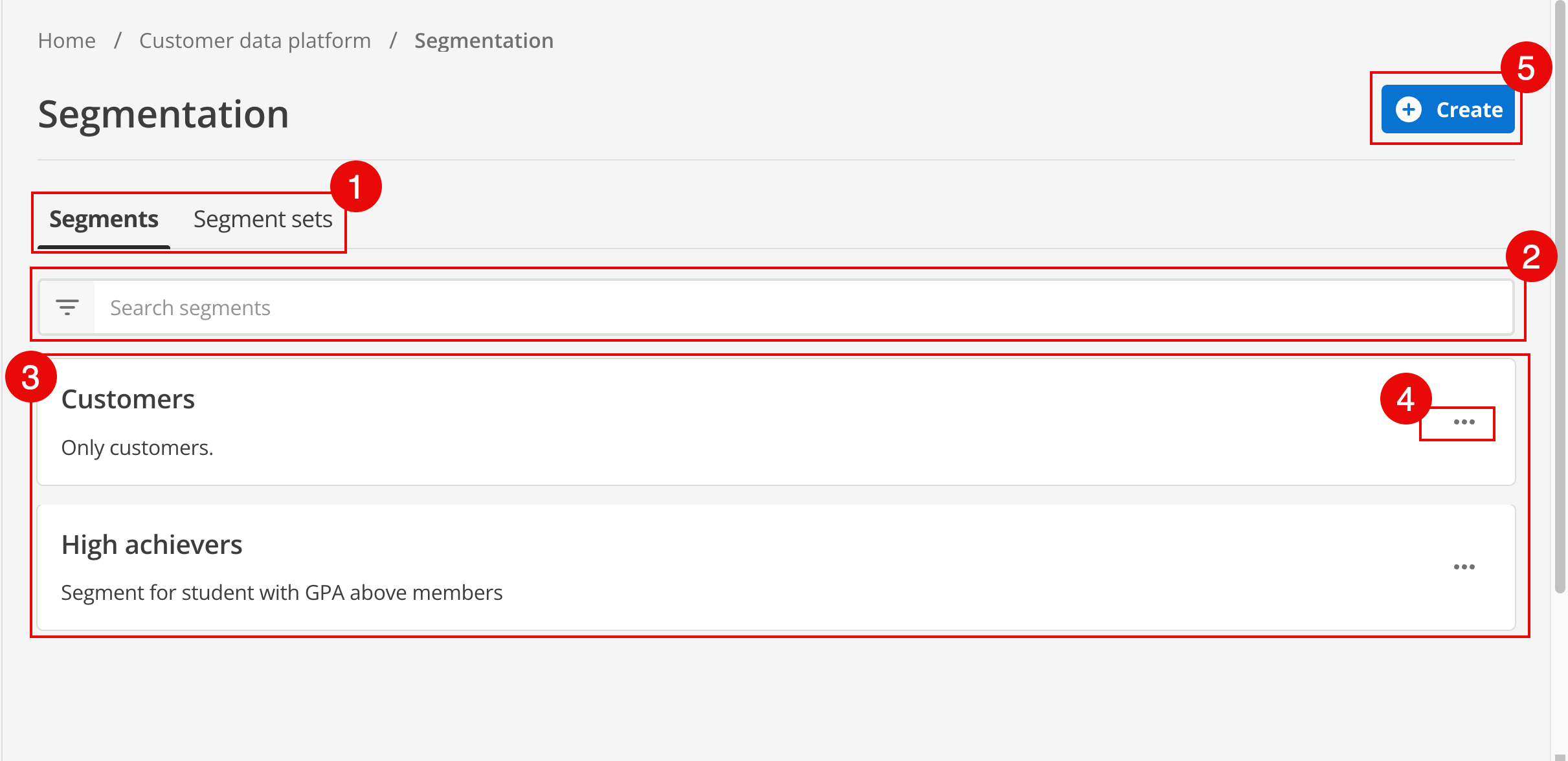 An overview of the Segmentation user interface.