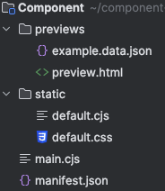 This image shows a directory structure with the manifest.json and main.cjs files in the root directory