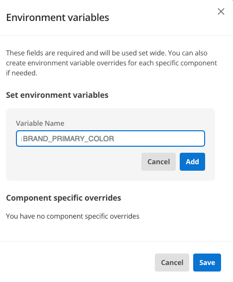 This image shows the name of the environment variable added to the input field.