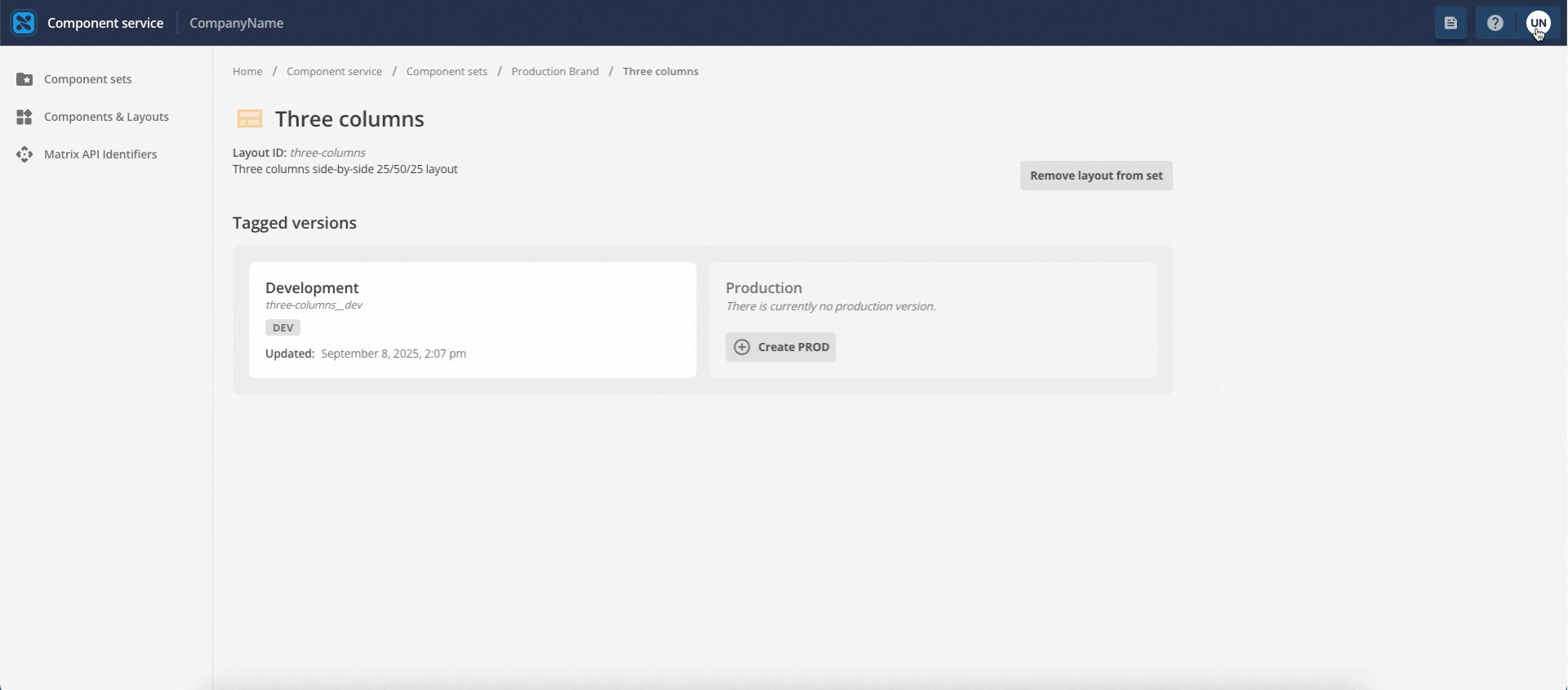Screen capture showing the Create PROD process