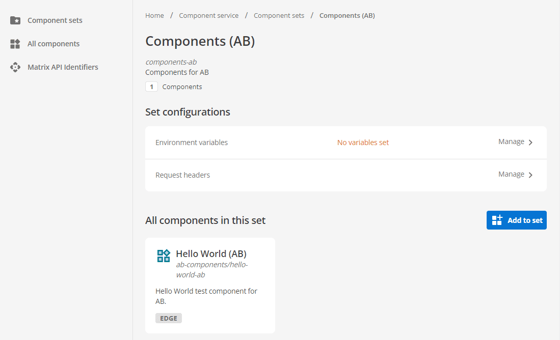 component set add to set set added