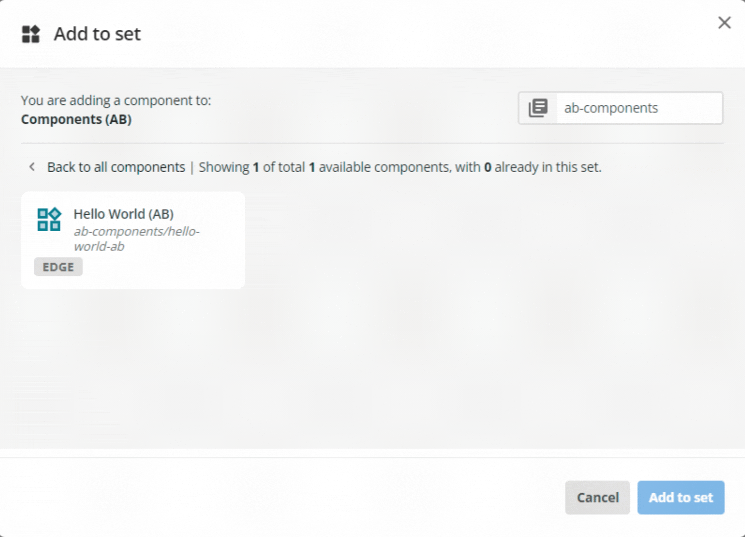 component set add to set