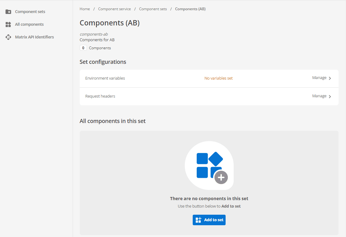 component set components ab set
