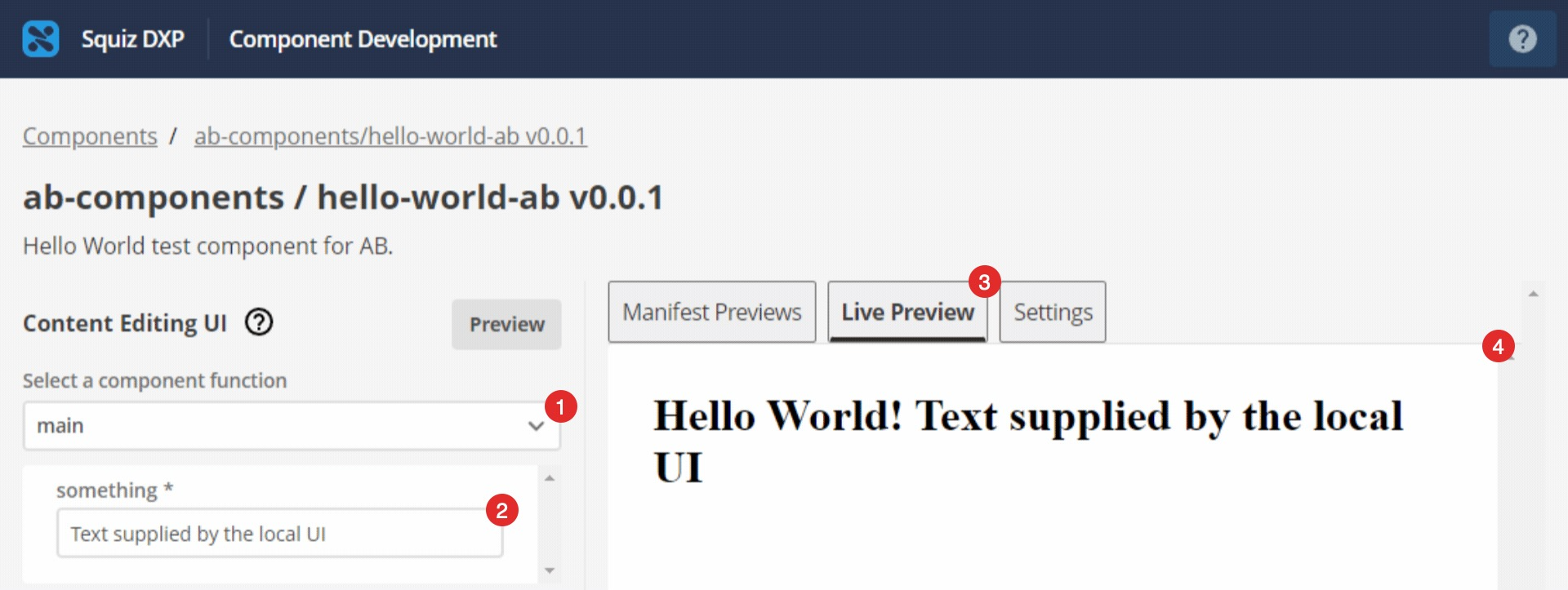 localhost 3000 squiz dxp component development ui component preview