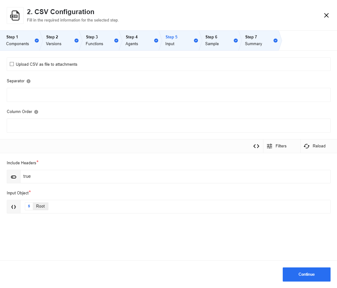 csv from stream config