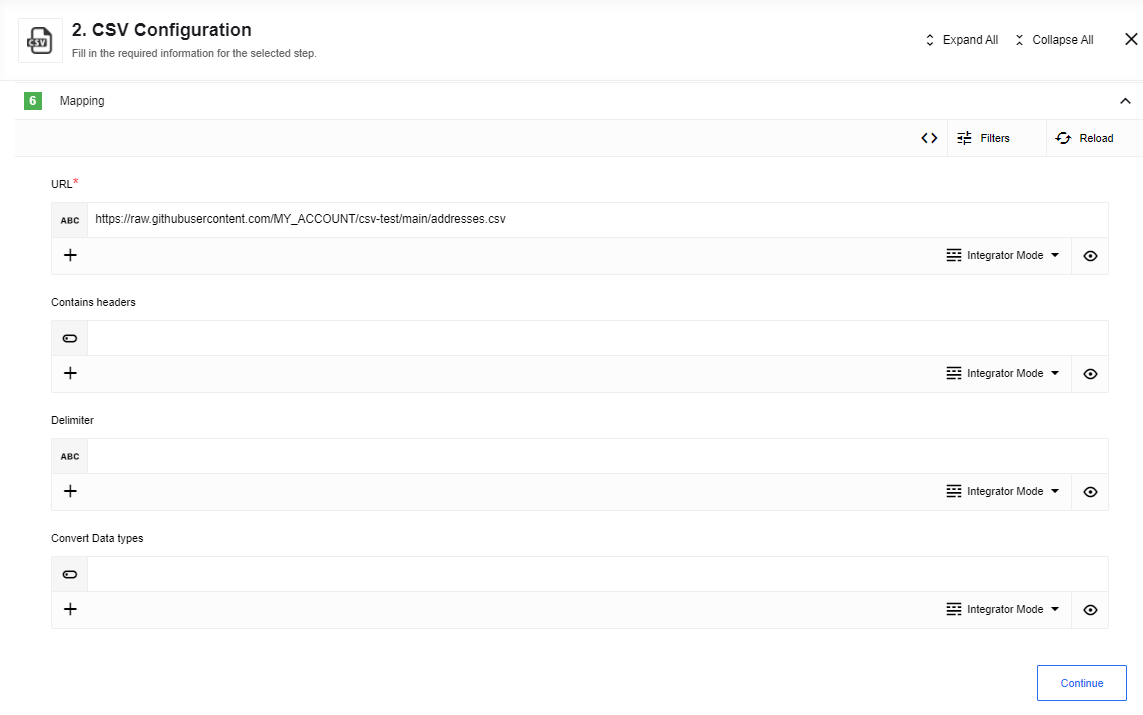 read csv attachment config