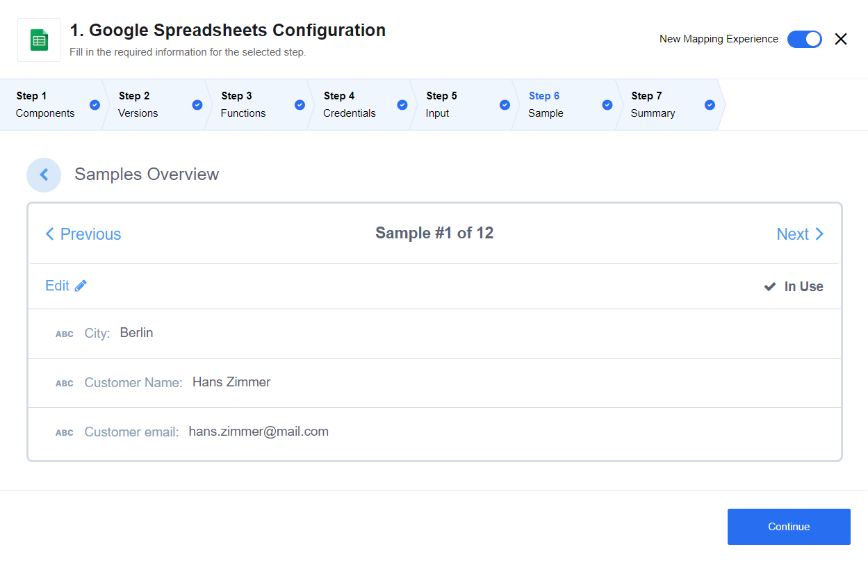 Google Spreadsheet Sample