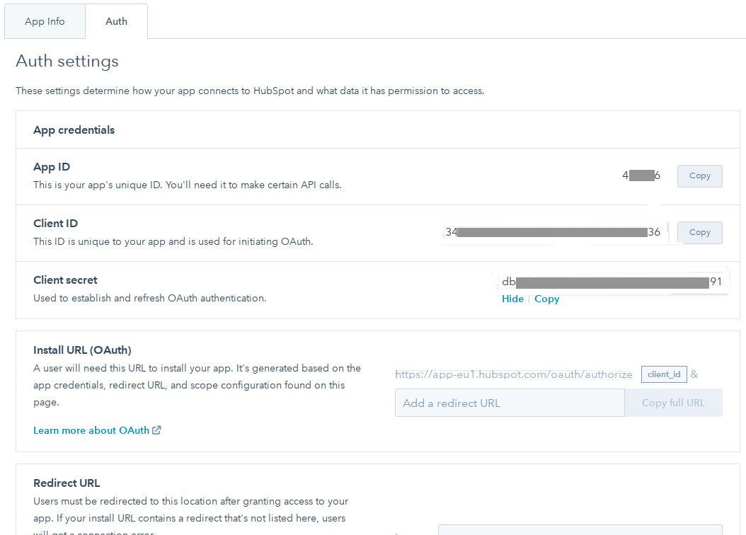 Authentication settings