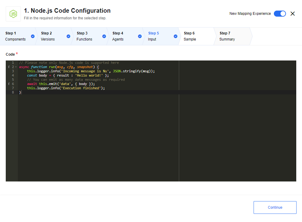 Node.js interface