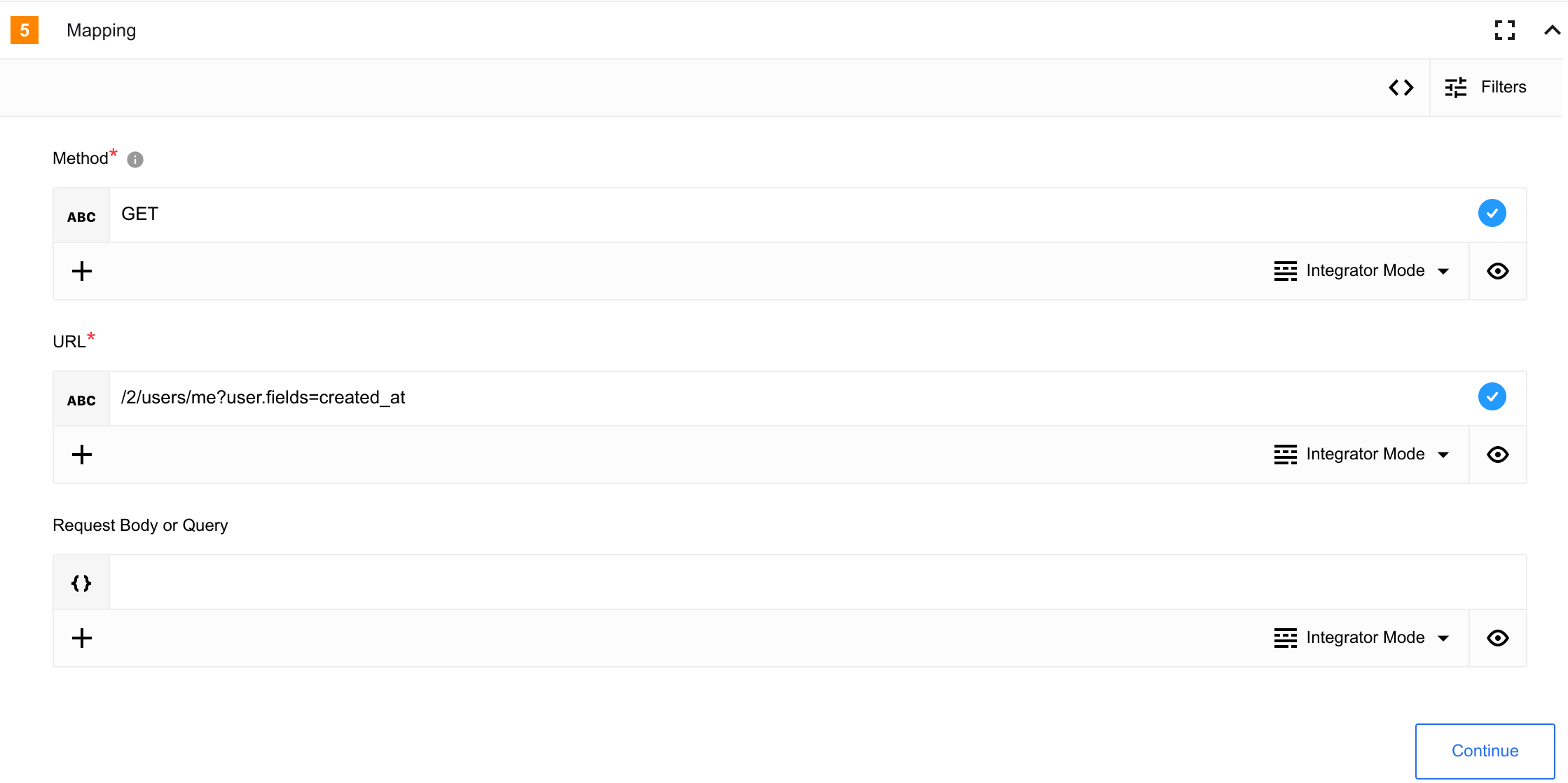 Make raw request action configured with query parameters in the URL field.