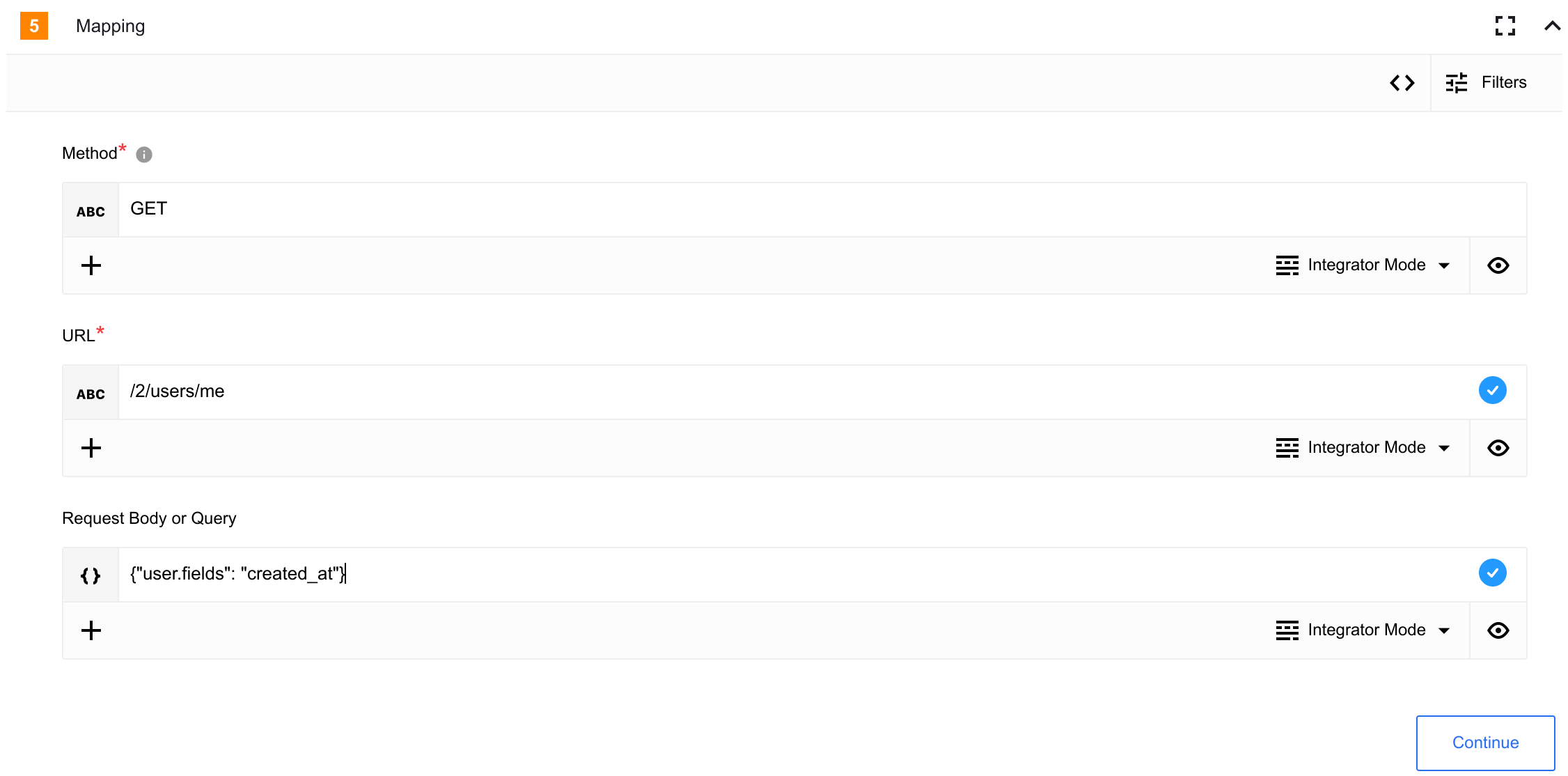 Make raw request action configured with query parameters in the data field.