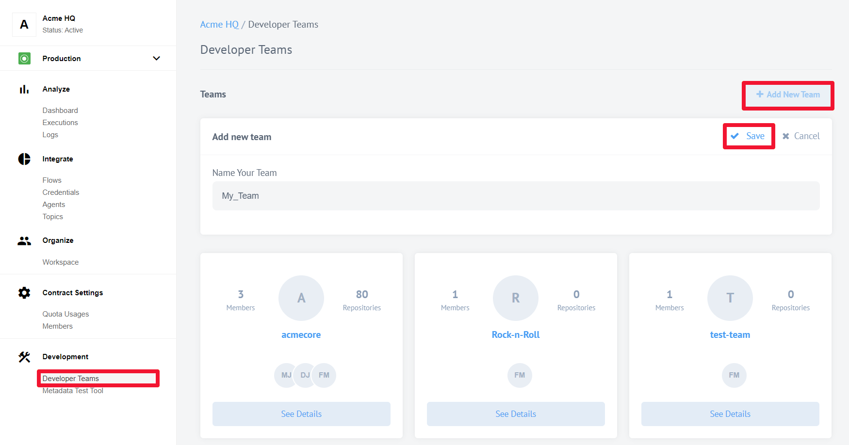 Teams and repos
