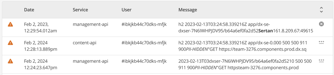 log message pii revealed