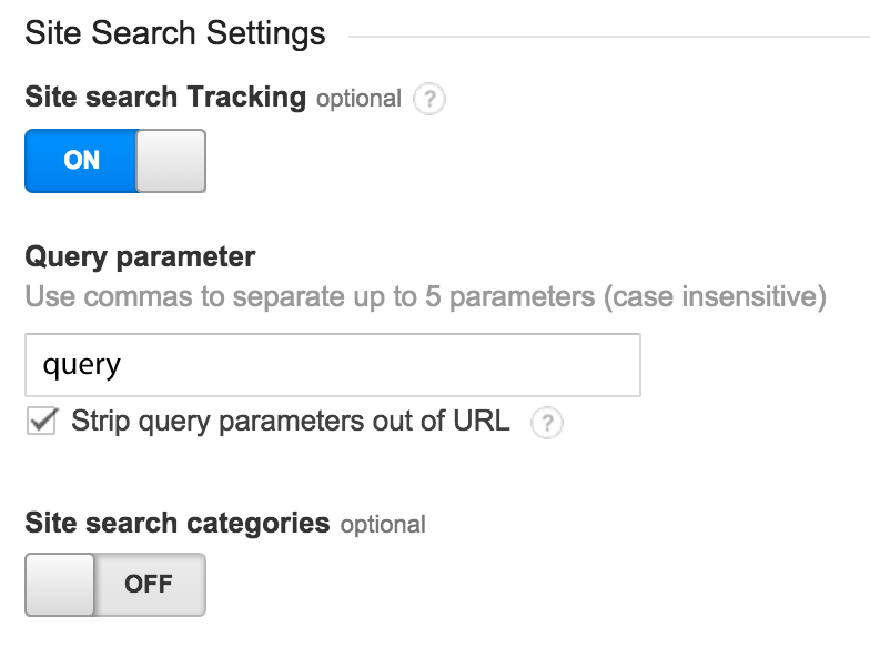 Site search settings