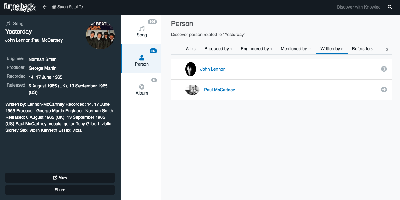 Example of Funnelback knowledge graph