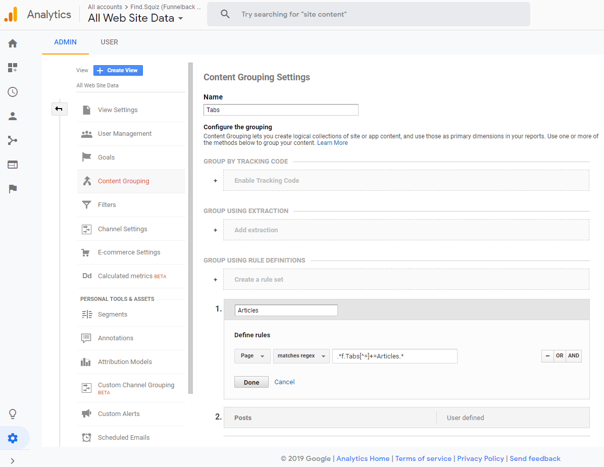 ga content grouping config