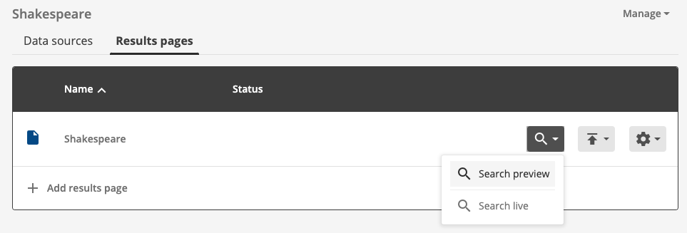 Preview a search from the main search dashboard screen
