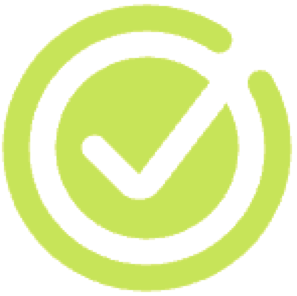 Live icon which is a white tick symbol inside a light green circle with an outer solid light green ring