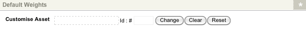 The default weights section of the asset tree weights screen