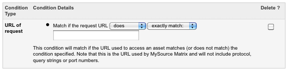 The URL of the request condition