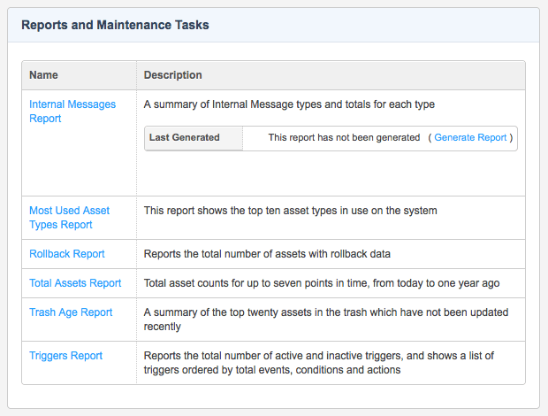 The generate report button on an empty report