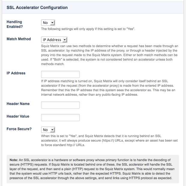 SSL accelerator configuration