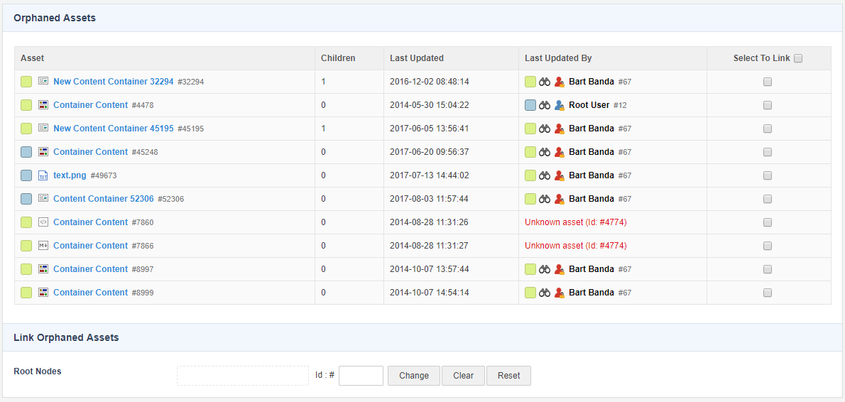 orphaned assets tool