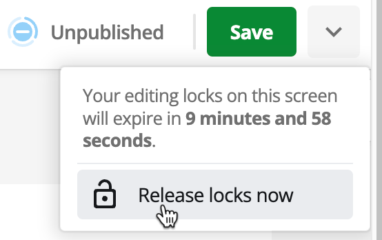 This image shows how to release the locks on the asset. It shows the drop-down image