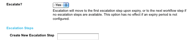 The escalation step fields