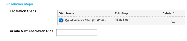 A step listed in the escalation steps list