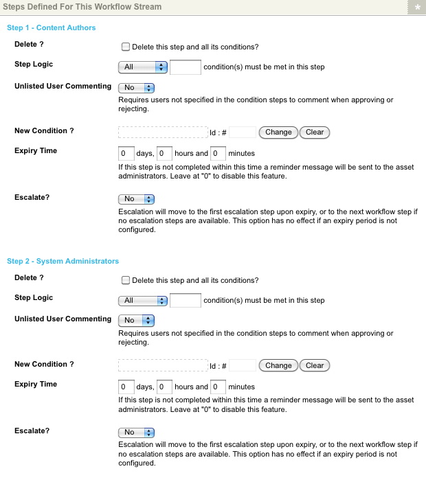 Two steps on the workflow stream