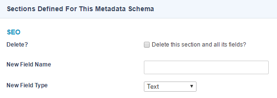 Sections defined for this metadata schema