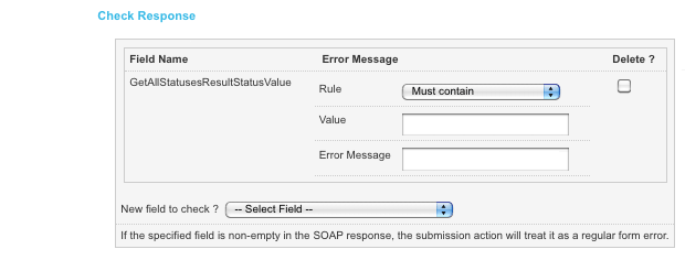 Additional fields in the check response section