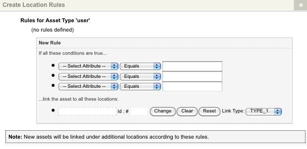 Additional fields in the create location rules section