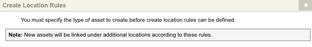 The create location rules section of the create locations screen