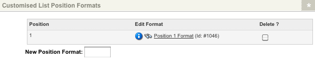 The customized list position formats section